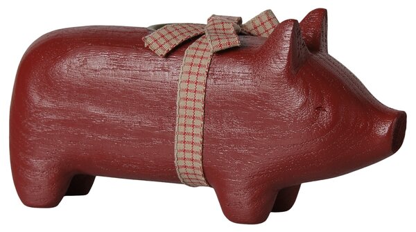 Svícen Wooden Red Pig Medium