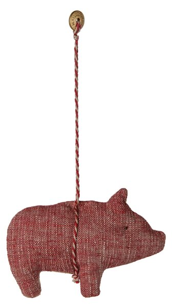 Závesná textilná vianočná ozdoba Pig Red