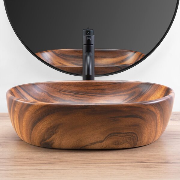 MAXMAX Keramické umývadlo Rea AMELIA 48 Wood Matt - dekor dreva
