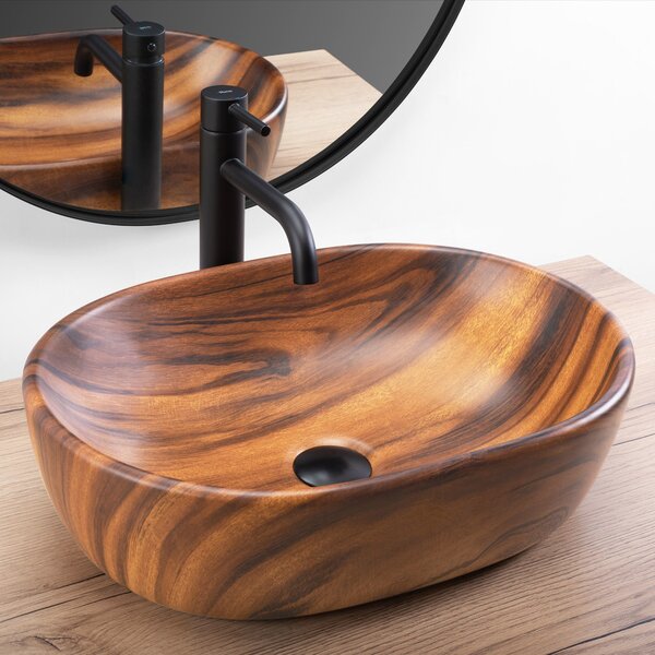 MAXMAX Keramické umývadlo Rea AMELIA 48 Wood Matt - dekor dreva