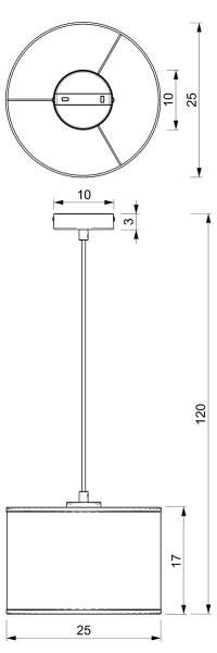 Luster na lanku LOFT SHADE 1xE27/60W/230V pr. 25 cm čierna/zlatá