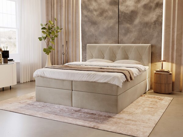 Čalúnená boxspring posteľ DEAN - béžová Rozmer: 160x200