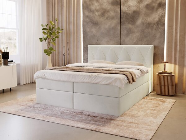 Čalúnená boxspring posteľ DEAN - krémová Rozmer: 180x200