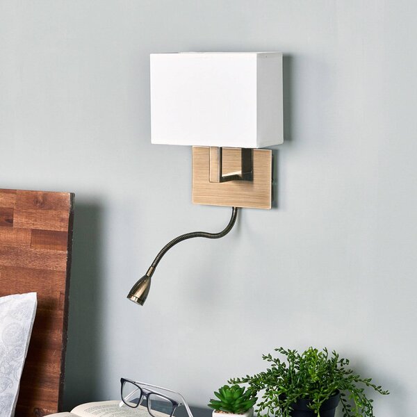 Searchlight Svetlo 6519 s LED lampou na čítanie antická mosadz, Hnedá / staromosadz, Obývacia izba / jedáleň, kov, Moderný, Svetlo na čítanie