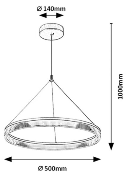 Rabalux 72471 LED závesné stropné svietidlo Rivona | 24W integrovaný LED zdroj | 1700lm | 3000-6500K | diaľkové ovládanie | stmievač | na lanku | zlatá