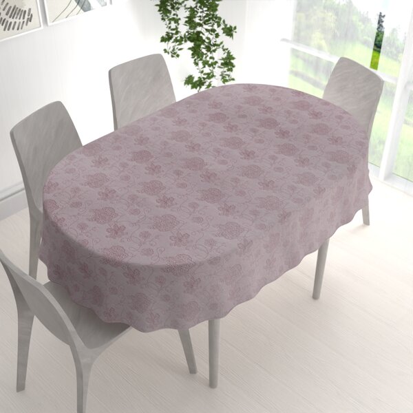 Biante Teflónový oválny obrus TF-138 Hnedovínové kvetované ornamenty na starofialovom 50x100 cm