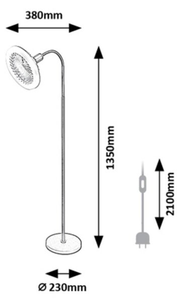 Rabalux 74031 stojacia lampa Venturo | 16W E27 | 1600lm | 3000-6500K | vypínač | čierna