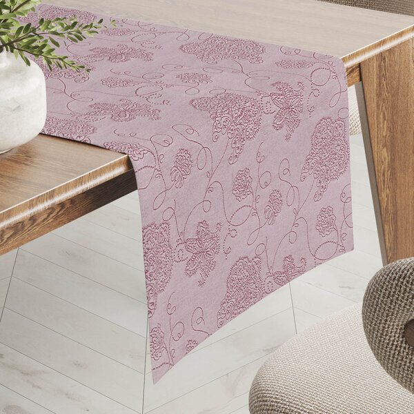 Biante Teflónový behúň na stôl TF-138 Hnedovínové kvetované ornamenty na starofialovom 20x120 cm