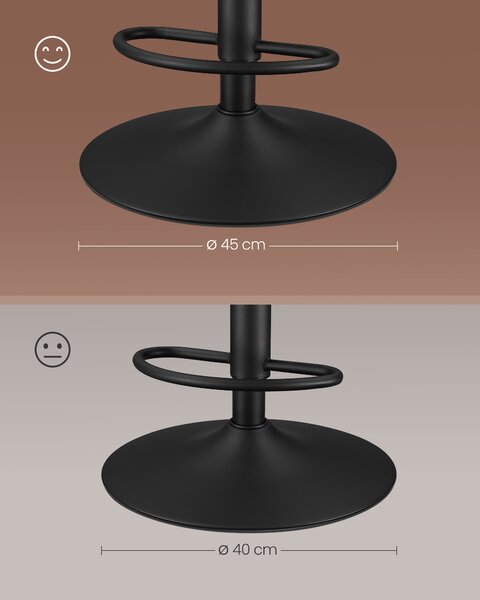 SONGMICS Sada 2 ks barových otočných stoličiek Vasagle Swivel hnedá/čierna