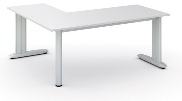Rohový kancelársky písací stôl PRIMO FLEXIBLE, 180x160 cm, biela