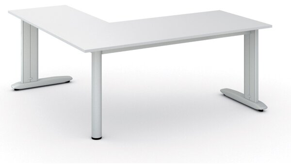 Rohový kancelársky písací stôl PRIMO FLEXIBLE, 180x180 cm, biela