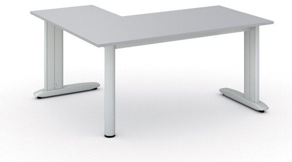 Rohový kancelársky písací stôl PRIMO FLEXIBLE, 160x140 cm, sivá