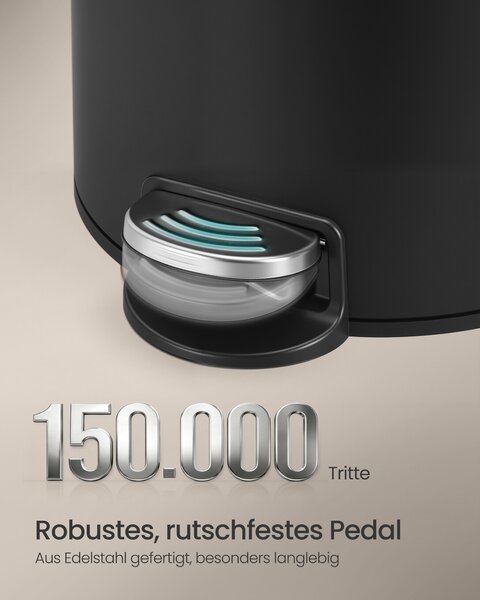 SONGMICS Kruhový pedálový odpadkový kôš, plastový vnútorný vedro s tichým zatváraním, 30 l, čierna