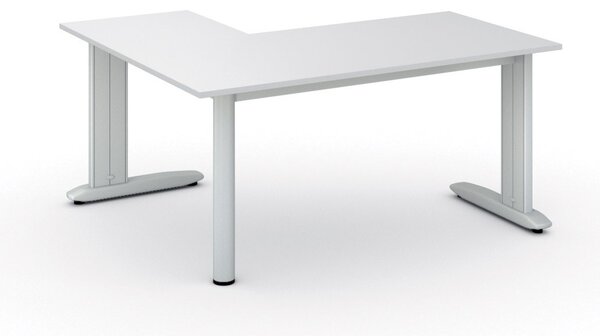 Rohový kancelársky písací stôl PRIMO FLEXIBLE, 160x140 cm, biela