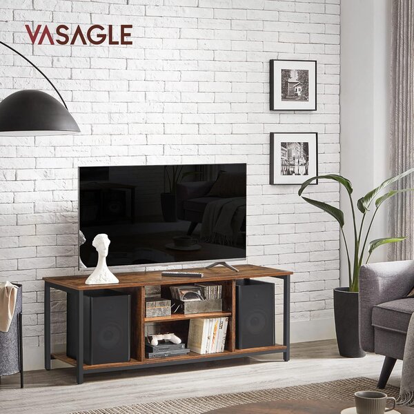 VASAGLE Televízny stolík s otvorenými policami 120 x 50 x 40 cm, hnedá, čierna