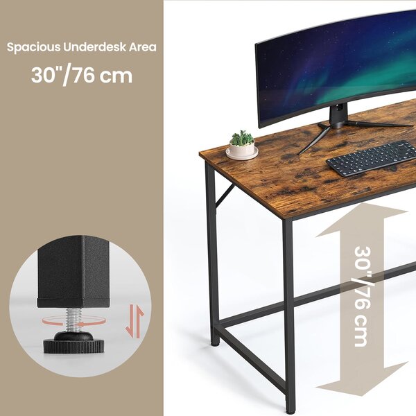VASAGLE Písací stôl v industriálnom dizajne 120 x 75 x 60, hnedá, čierna