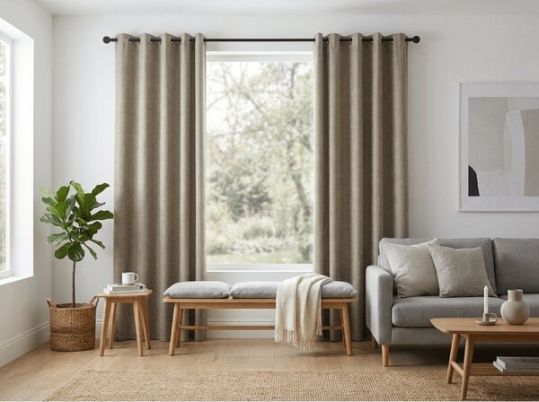 Zatemňovací záves LOOM VELVET 140x250 cm, béžovohnedý Zavesenie: Kovové krúžky
