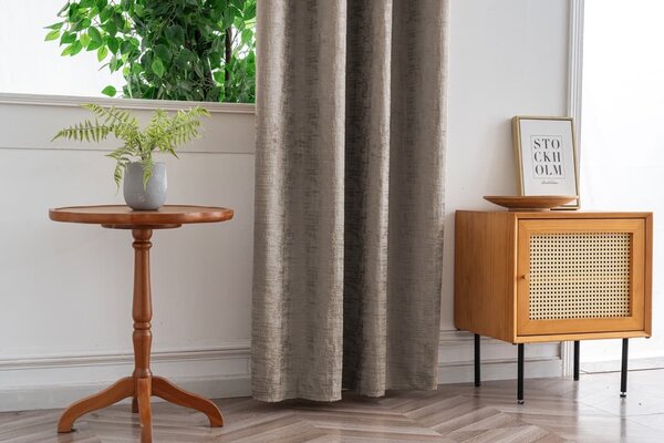 Zatemňovací záves LOOM VELVET 140x250 cm, béžovohnedý Zavesenie: Kovové krúžky