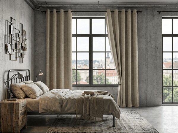 Zatemňovací záves LOOM VELVET 140x250 cm, béžovohnedý Zavesenie: Kovové krúžky