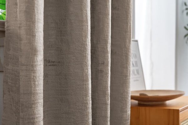 Zatemňovací záves LOOM VELVET 140x250 cm, béžovohnedý Zavesenie: Kovové krúžky
