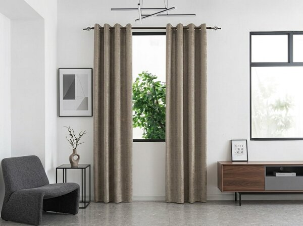 Zatemňovací záves LOOM VELVET 140x250 cm, béžovohnedý Zavesenie: Kovové krúžky