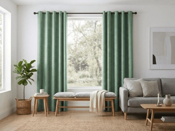 Zatemňovací záves LOOM VELVET 140x250 cm, zelený Zavesenie: Riasiaca páska