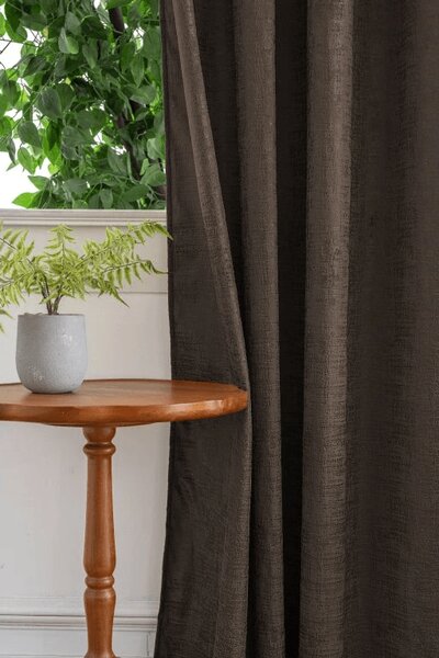 Zatemňovacia záclona LOOM VELVET 140x250 cm, hnedá Zavesenie: Kovové krúžky