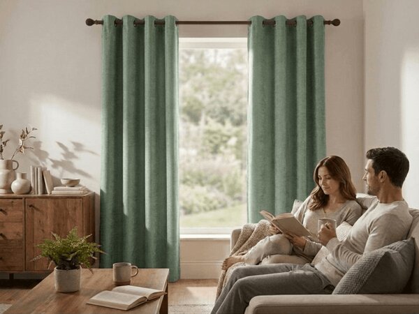Zatemňovací záves LOOM VELVET 140x250 cm, zelený Zavesenie: Riasiaca páska