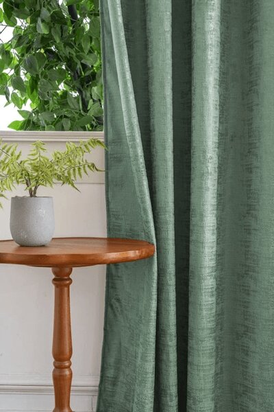 Zatemňovací záves LOOM VELVET 140x250 cm, zelený Zavesenie: Riasiaca páska