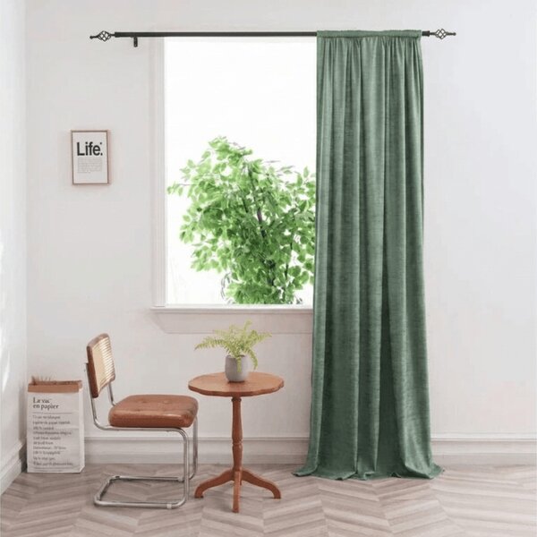 Zatemňovací záves LOOM VELVET 140x250 cm, zelený Zavesenie: Riasiaca páska