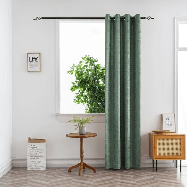 Zatemňovací záves LOOM VELVET 140x250 cm, zelený Zavesenie: Riasiaca páska