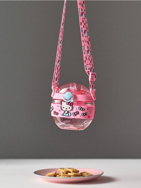 Sinsay - Fľaša na vodu s rúčkou a slamkou Hello Kitty - viacfarebná