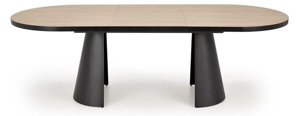 Halmar GIACOMO stôl jedálenský 180-240/100/76/78cm, MDF/oceľ, prírodná/čierna