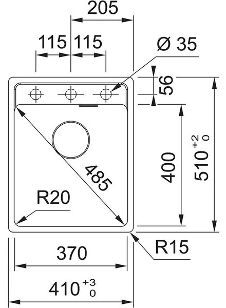 Franke MRG 610-37 RTL SK 114.0661.442 - Kuchynský drez, šedý kameň, 410x510,sifón,E77000.178