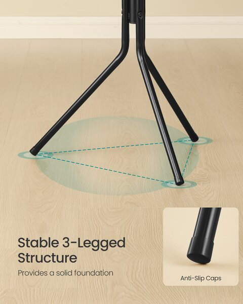 SONGMICS Kovový vešiak na kabáty 175 cm, 16 háčikov, čierny
