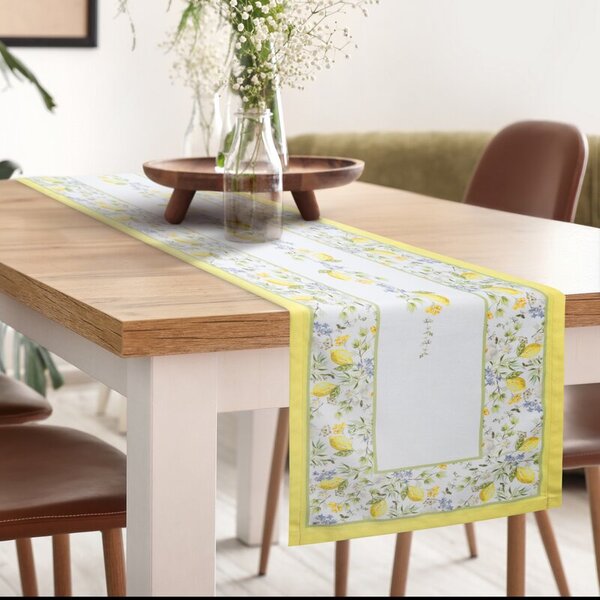 Dekorstudio Behúň na stôl SUMMER16 s citrónovým vzorom 40x140 cm - krémový