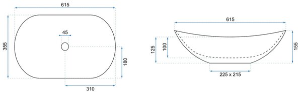Rea Royal, umývadlo na dosku 615x355x155 mm, zelená matná, REA-U6372