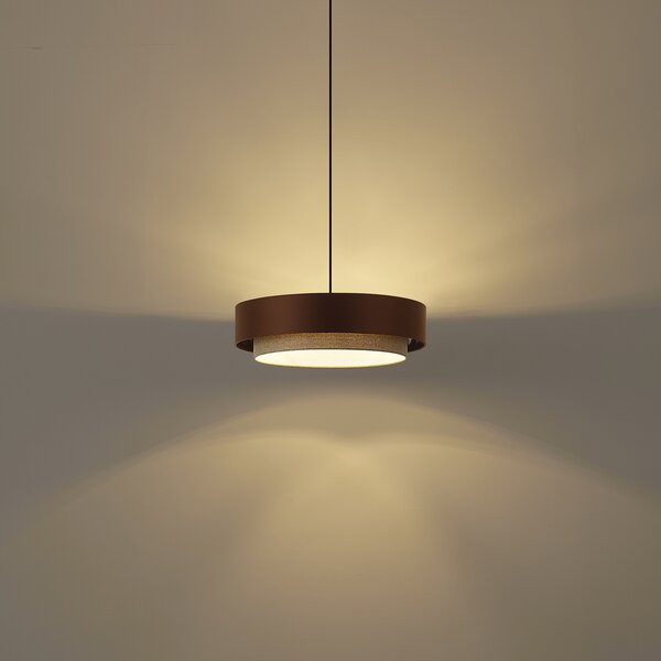 Moderné závesné svietidlo tmavý bronz s sivohnedou farbou 50 cm 3-Lights - Drum Duo
