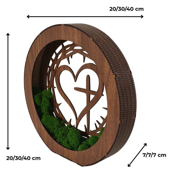 Moderná stolová lampa s machom a motívom srdca a kríža | ARAME: HDF - Orech 20 cm 4817-115604 LED0637