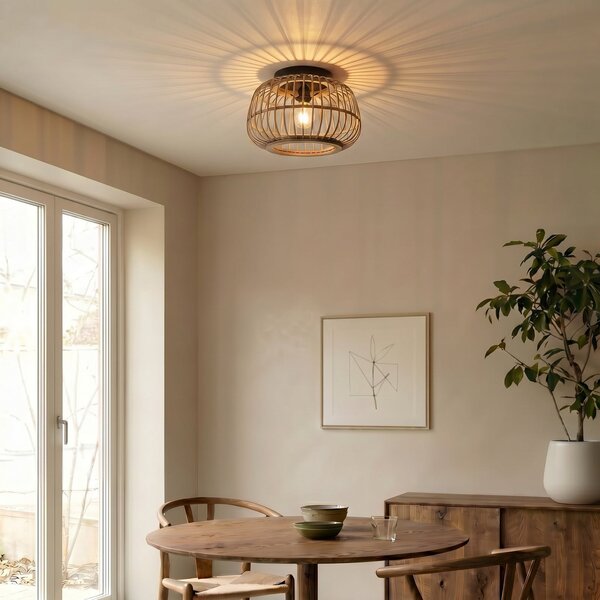 Stropné Lampa Lindby, Bominio, stmievateľné, Drevo, Obývacia izba, Drevo, Škandinávsky