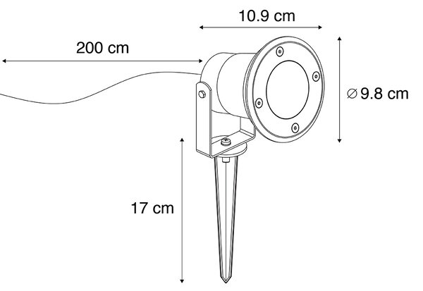 Moderné záhradné bodové svietidlo čierne vrátane 200 cm kábla a zástrčky IP65 - Basic