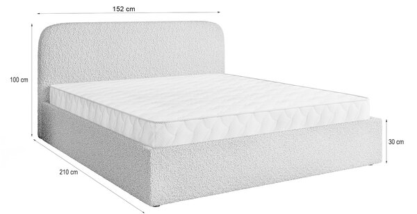 Manželská čalúnená posteľ s úložným priestorom Renive Q 140x200 - svetlosivá