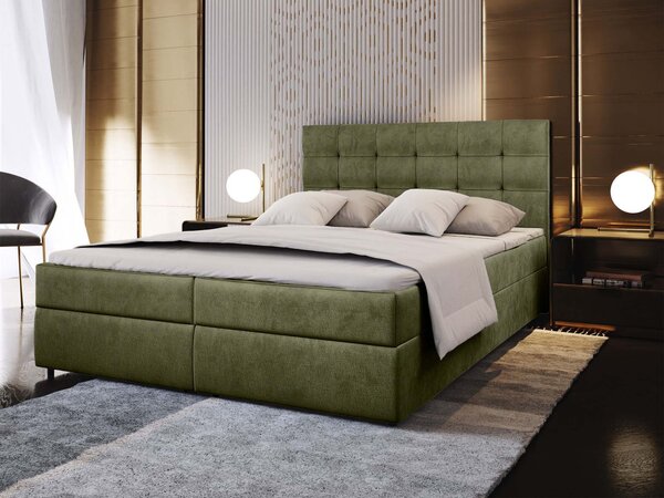 Manželská boxspring posteľ s úložným priestorom Glos M 140x200 - olivová