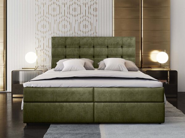 Manželská boxspring posteľ s úložným priestorom Glos M 140x200 - olivová