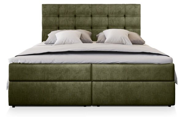 Manželská boxspring posteľ s úložným priestorom Glos M 140x200 - olivová