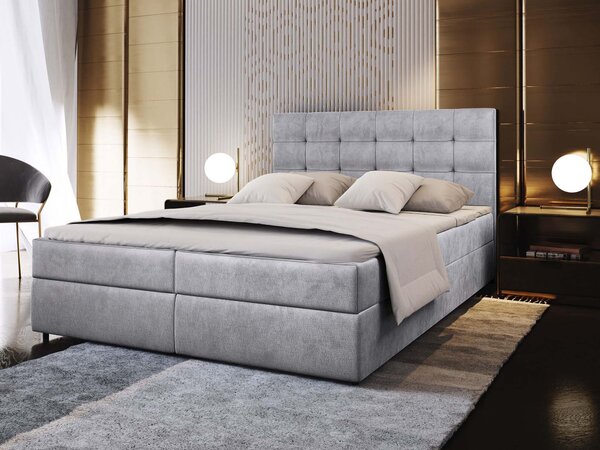Manželská boxspring posteľ s úložným priestorom Glos M 140x200 - sivá