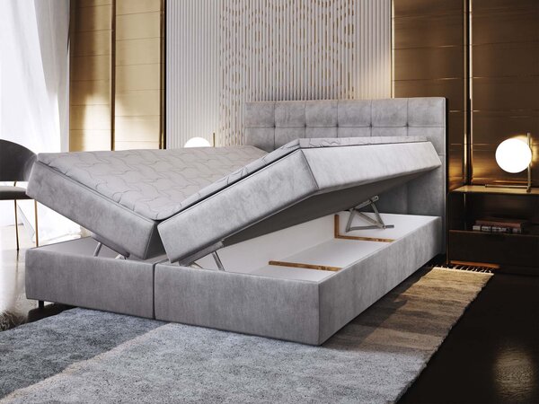 Manželská boxspring posteľ s úložným priestorom Glos M 140x200 - sivá
