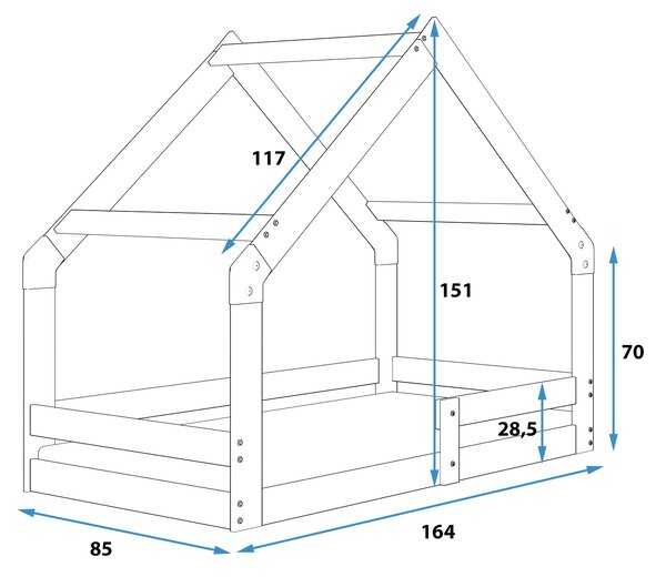 HRUŠKA Domčeková posteľ DOMČEK 2 160x80 - prírodná borovica