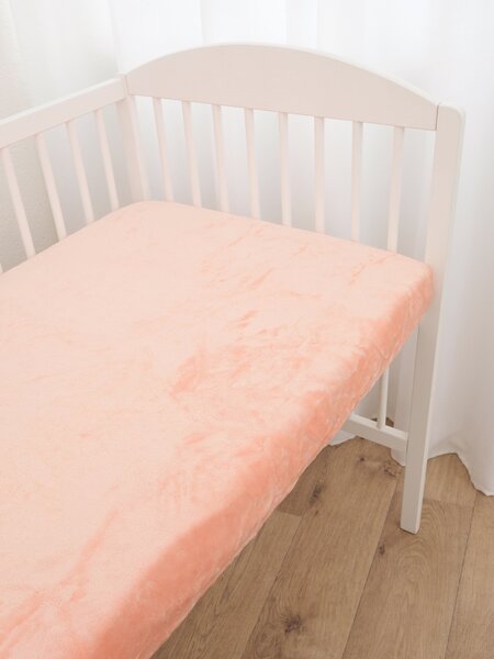 Plachta mikroplyš Deluxe do postieľky 60 x 120 cm - lososové