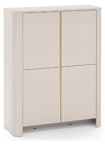 Vysoká komoda Sorrenti 103 cm - kašmír / zlatá
